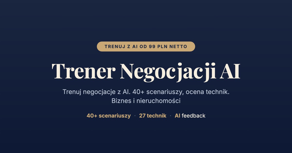 Trener Negocjacji – ekran wyboru scenariuszy