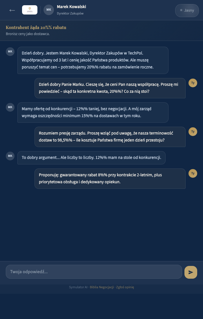Sesja negocjacyjna z AI